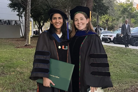 photos of Prof.Meier with Deepa at graduation